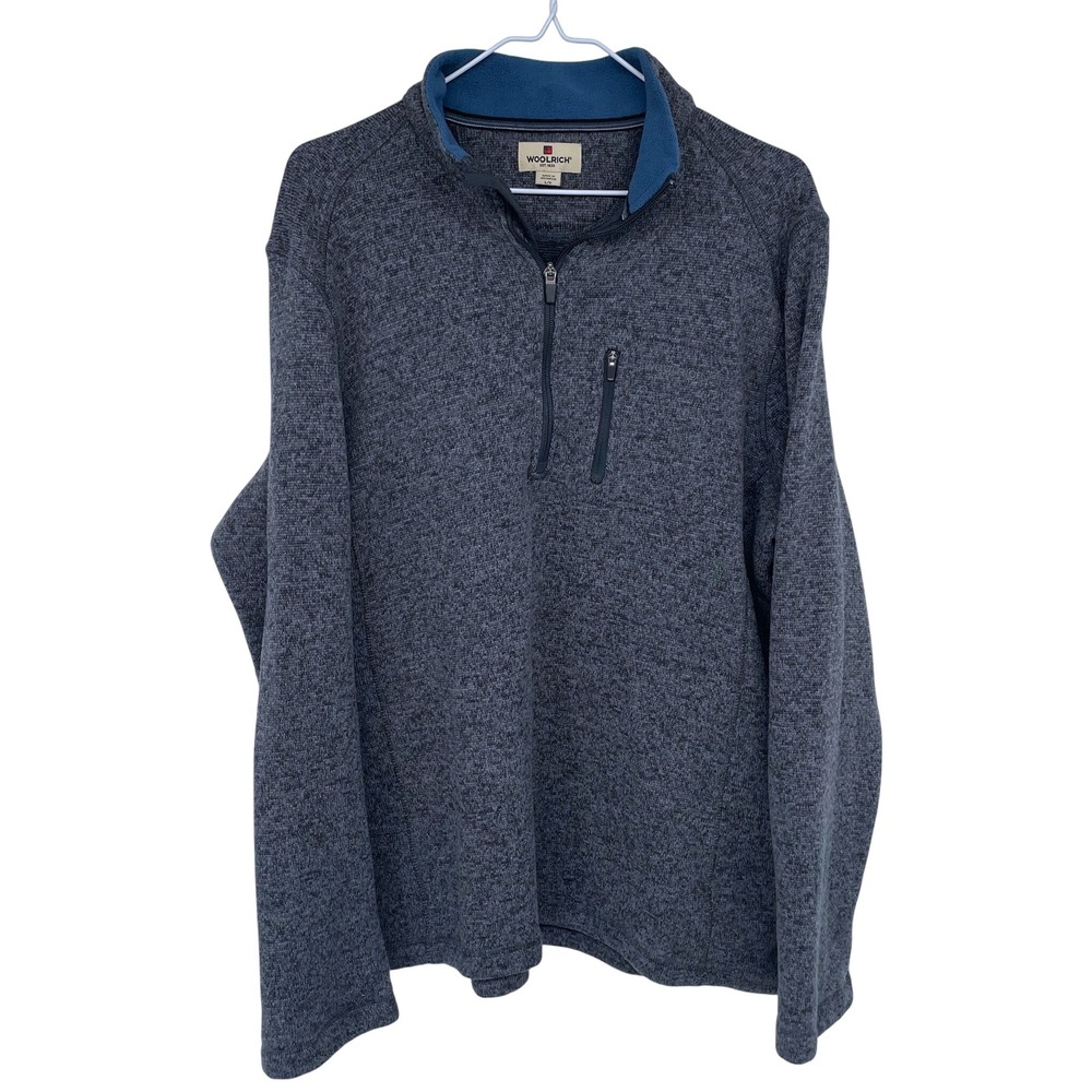 Woolrich Mens Gray Speckled Half Zip Pullover Sweater Large‎ Heathered Grey